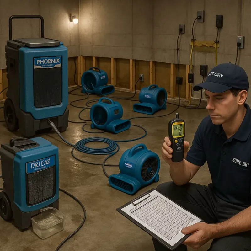 Structural Drying and Dehumidification process in Grand Terrace, CA